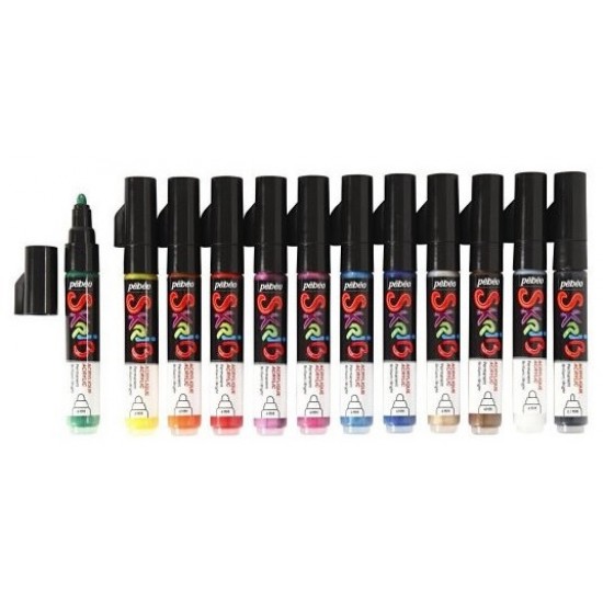 Set of 12 skrib acrylic paint markers classic colors Pébéo Set of 12 skrib acrylic paint markers classic colors Pébéo